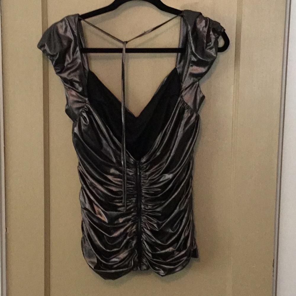 Gunmetal gray lined bebe top - Picture 3 of 4